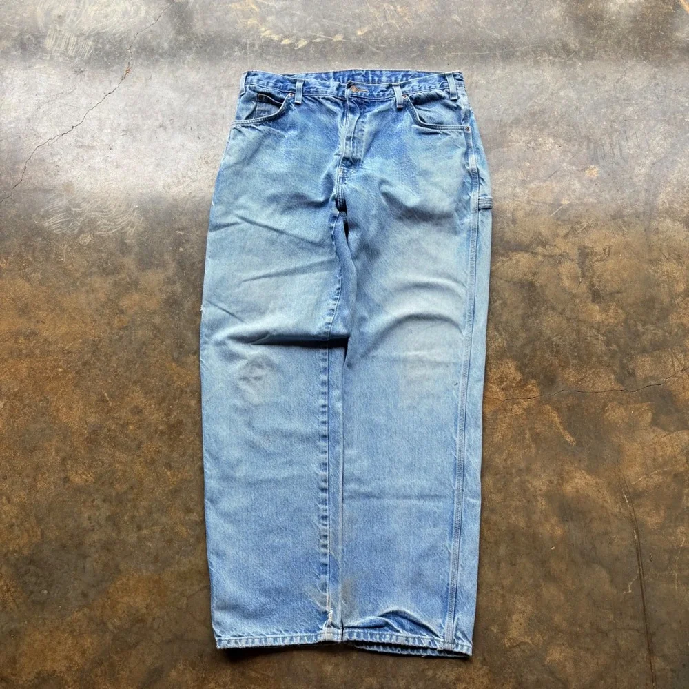 Dickies Mens Carpenter Jeans Light Wash Blue Denim Workwear Pants 1993SNB 36x32 - Picture 4 of 8